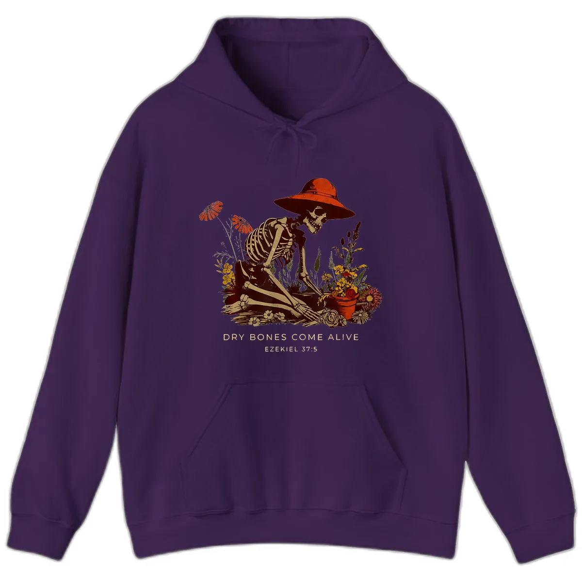 Skeleton Gardener Dry Bones Come Alive Hoodie in Purple