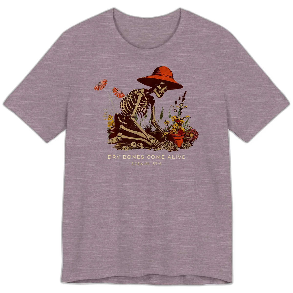 Skeleton Gardener Dry Bones Come Alive Premium T-Shirt in Heather Purple