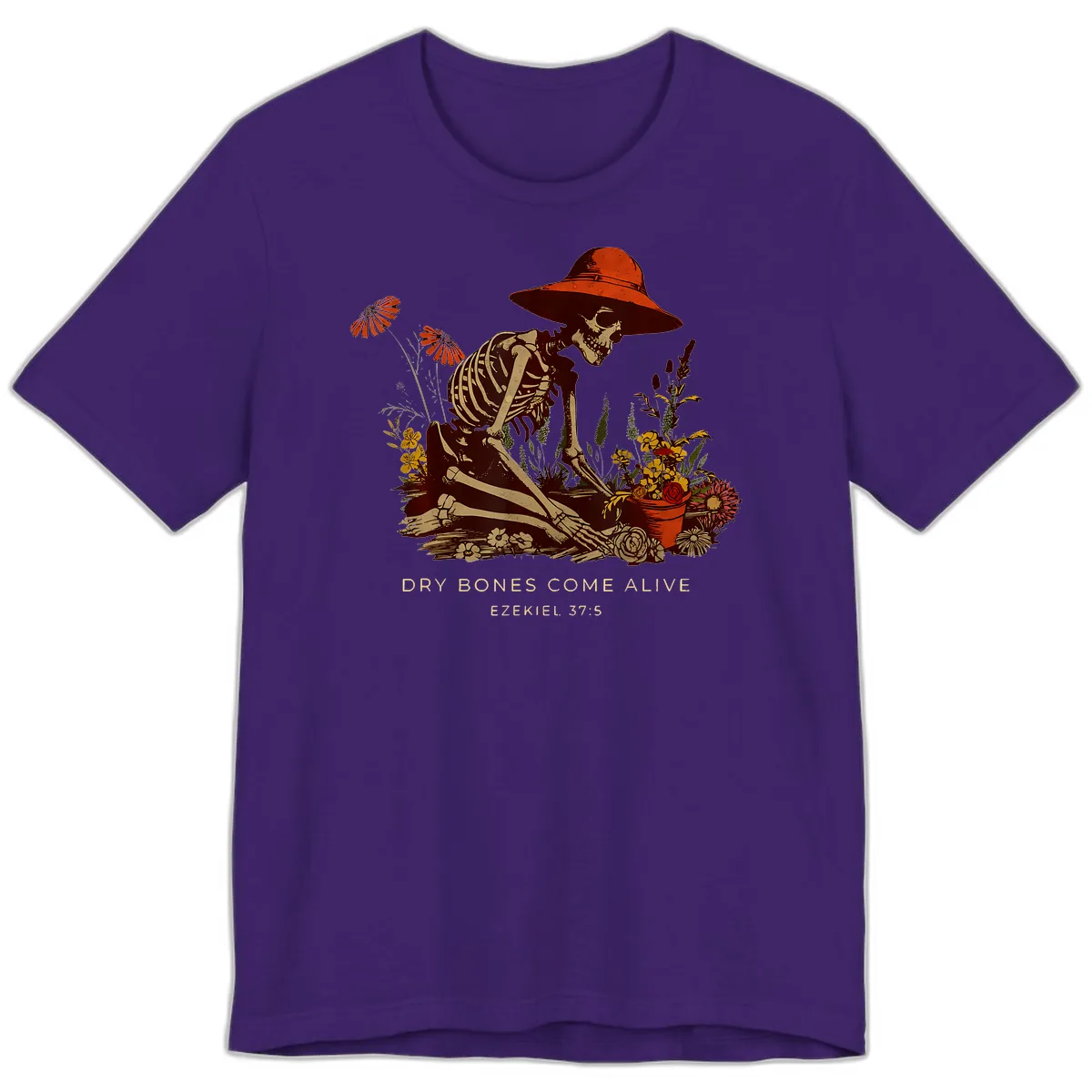 Skeleton Gardener Dry Bones Come Alive Premium T-Shirt in Team Purple