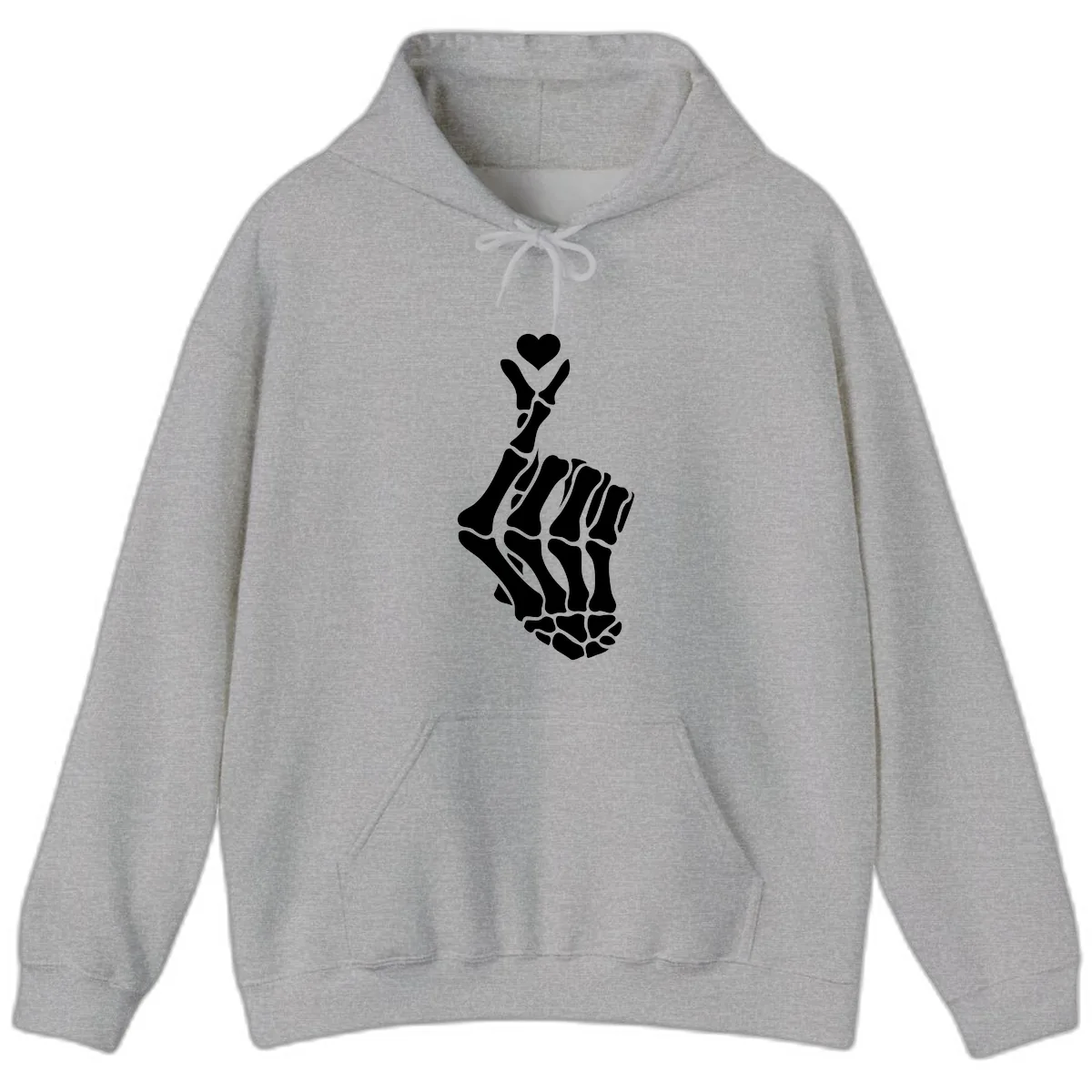 Bony Love Finger Heart Hand Sign Hoodie in Sport Grey
