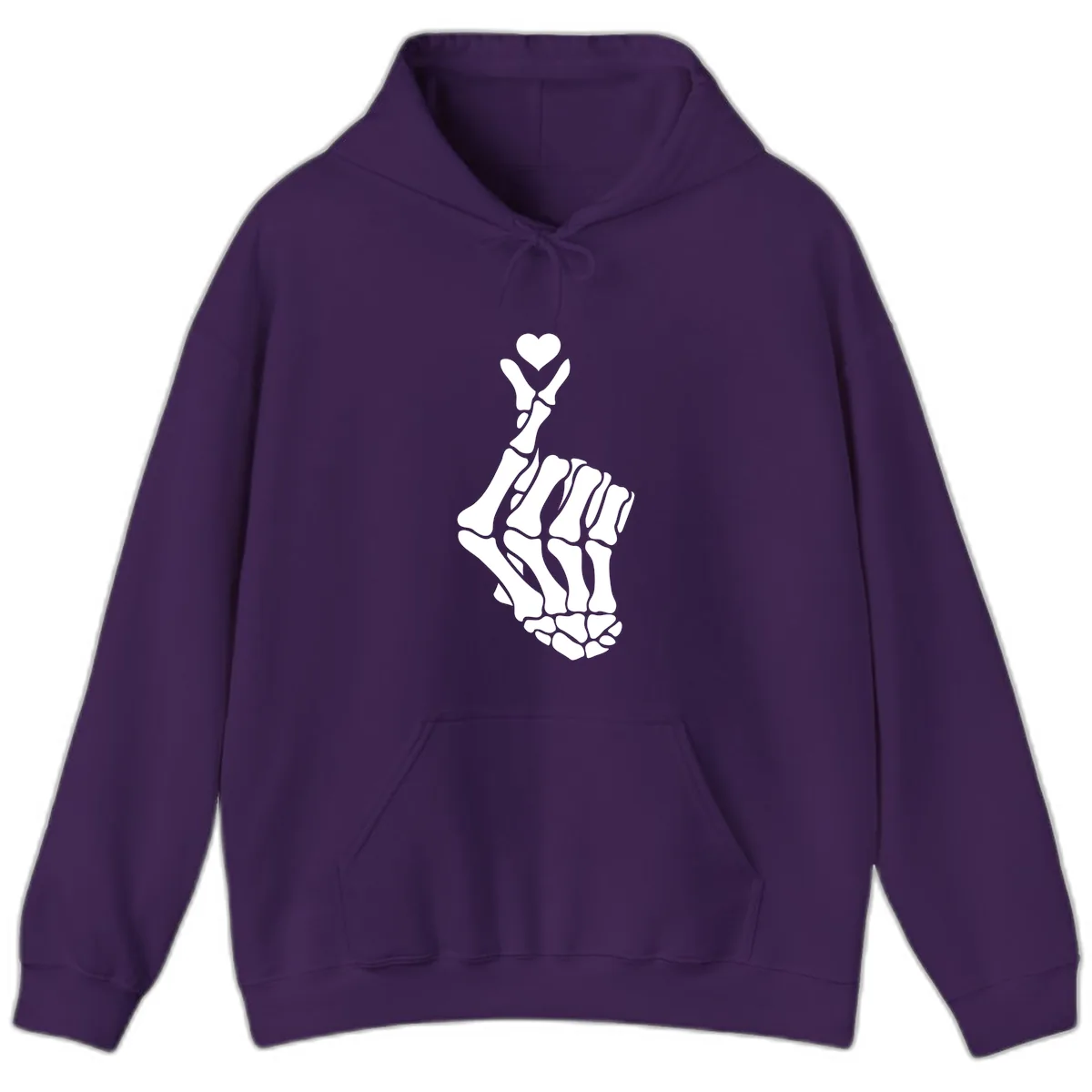 Bony Love Finger Heart Hand Sign Hoodie in Purple