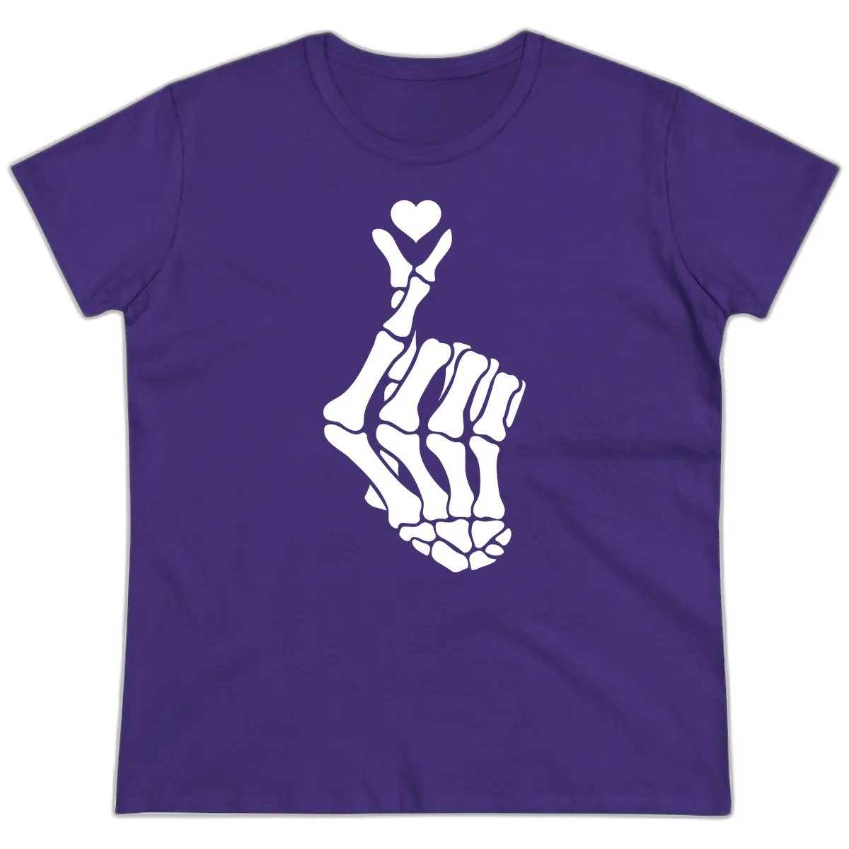 Bony Love Finger Heart Hand Sign Ladies Tee in Purple