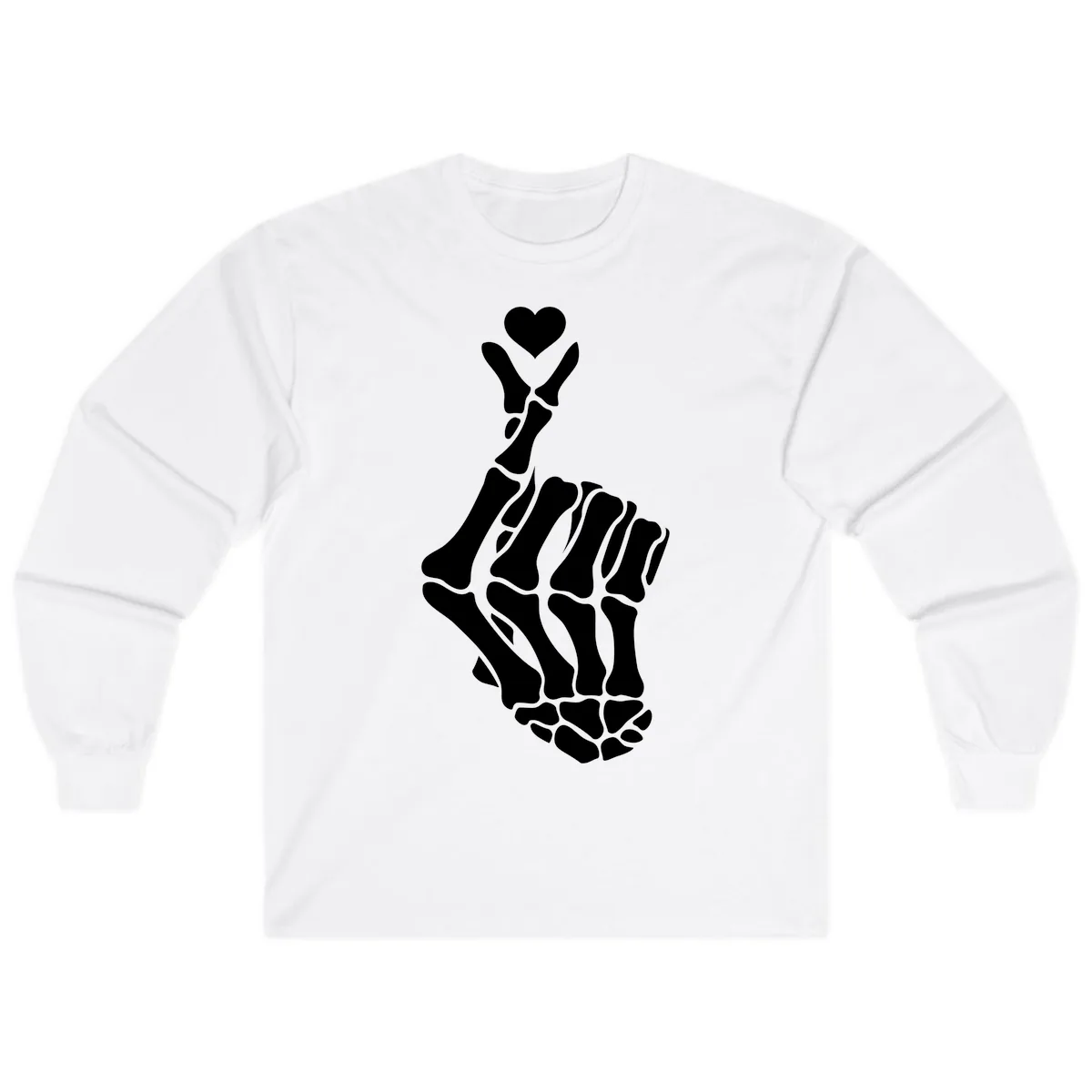 Bony Love Finger Heart Hand Sign Long Sleeve in White