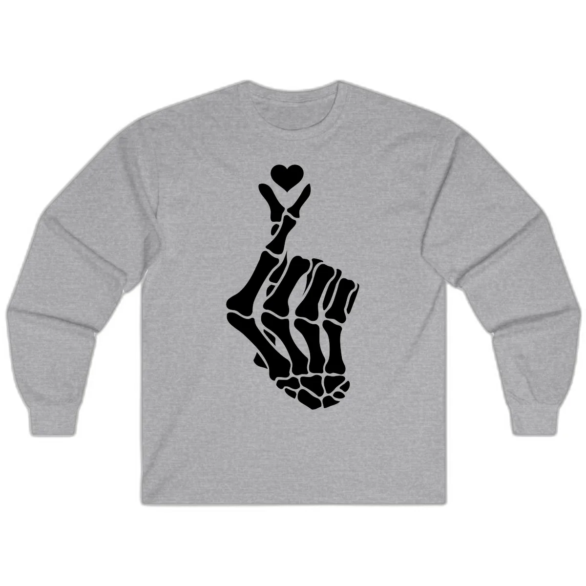 Bony Love Finger Heart Hand Sign Long Sleeve in Sport Grey