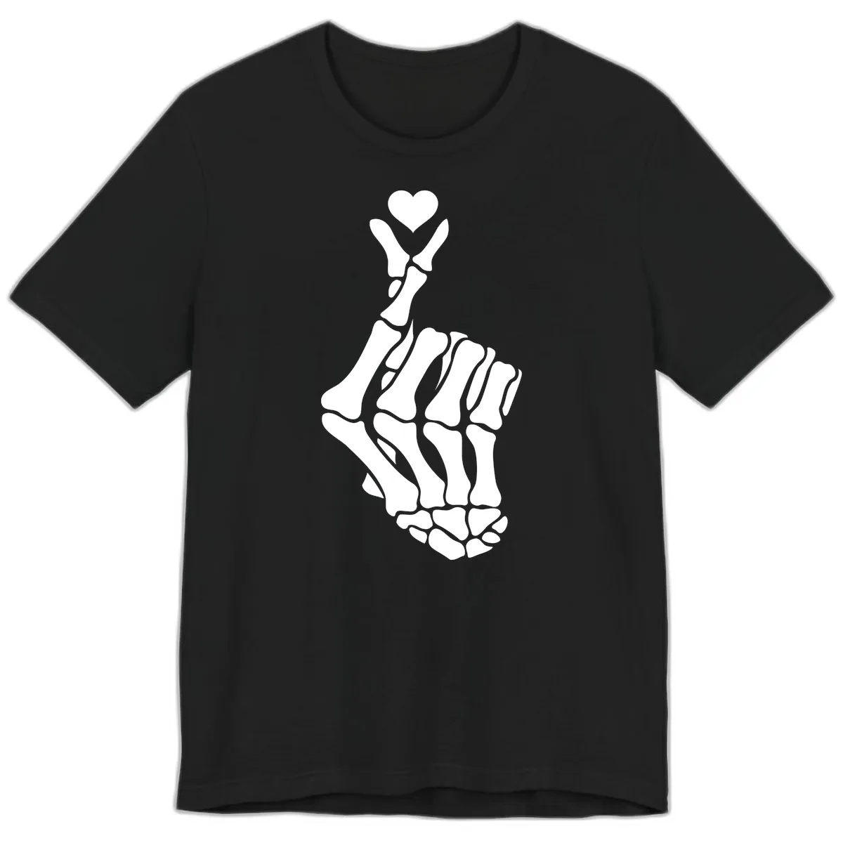 Bony Love Finger Heart Hand Sign Premium T-Shirt in Black