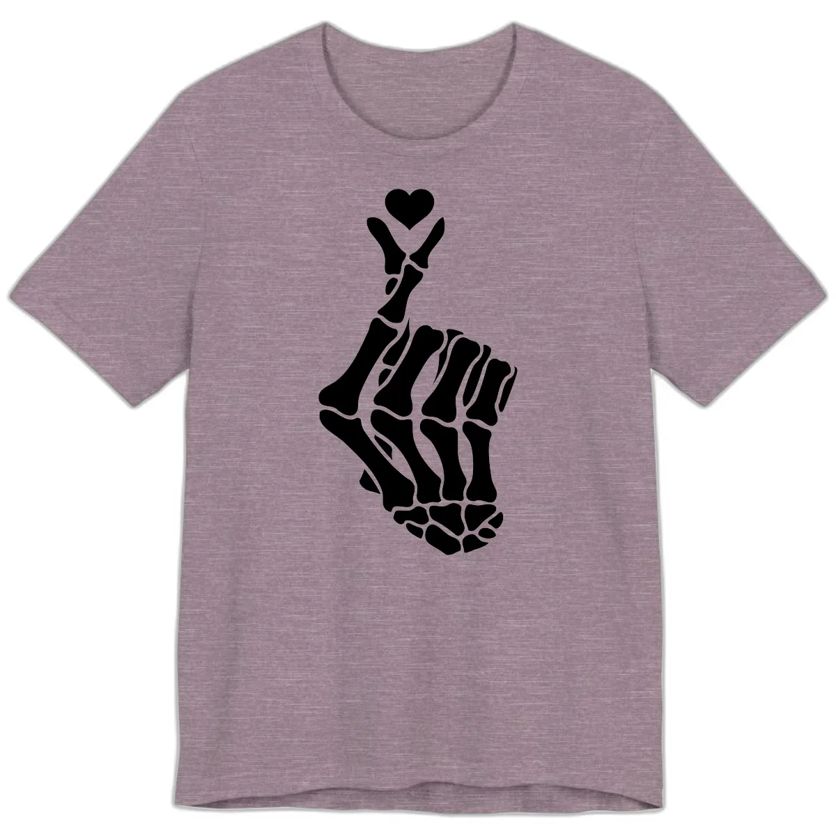Bony Love Finger Heart Hand Sign Premium T-Shirt in Heather Purple