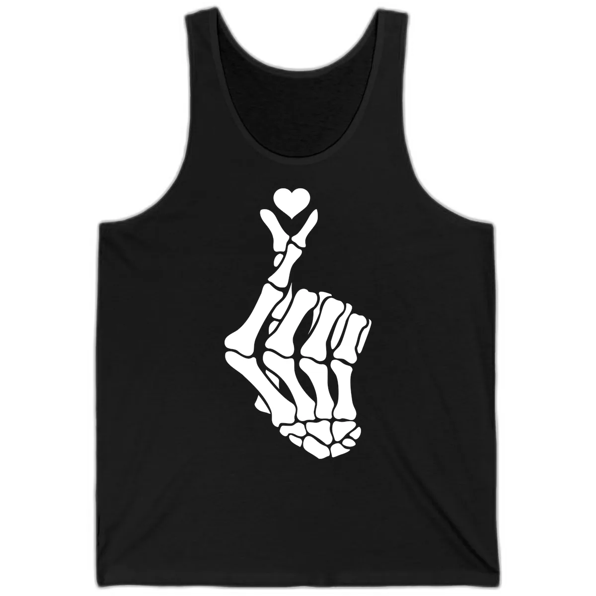 Bony Love Finger Heart Hand Sign Tank in Black