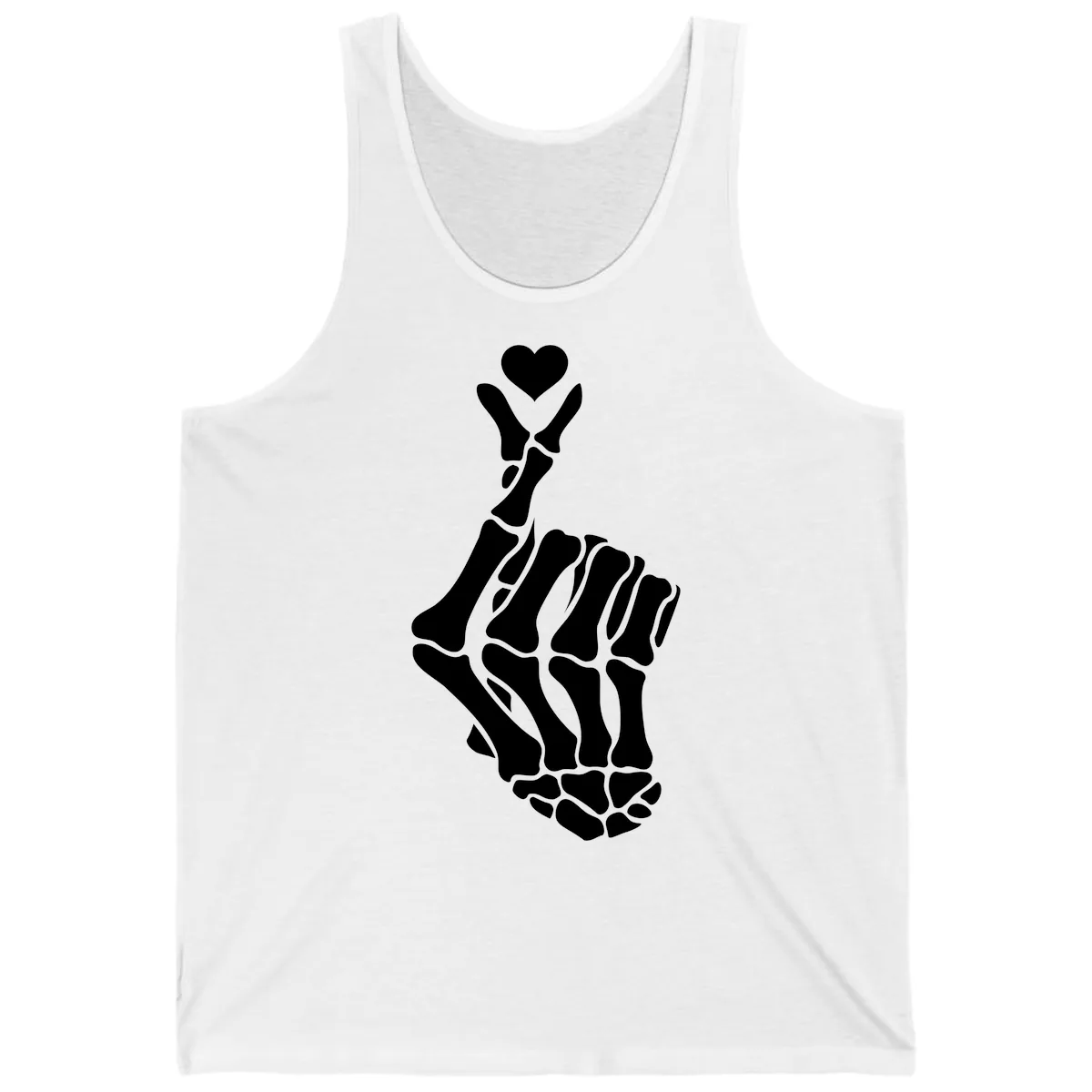 Bony Love Finger Heart Hand Sign Tank in White