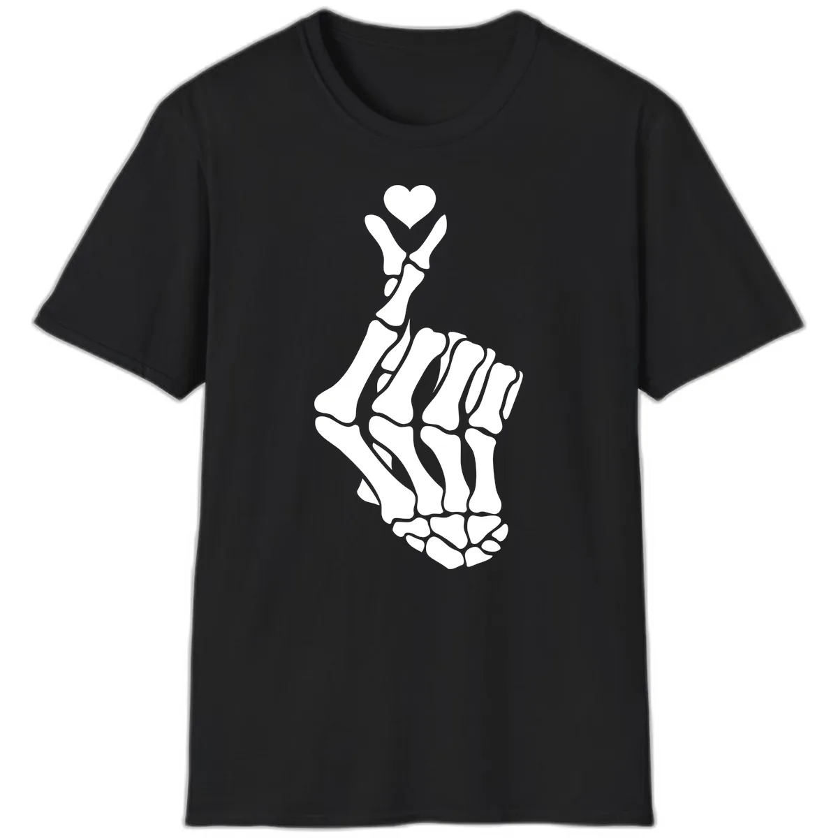 Bony Love Finger Heart Hand Sign T-Shirt in Black