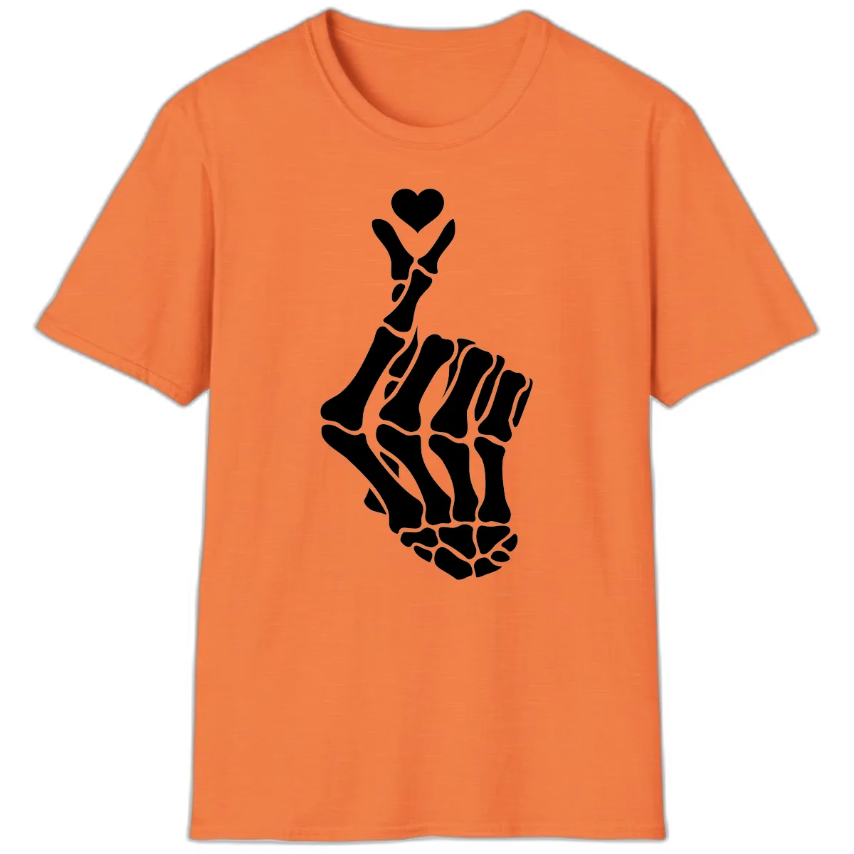Bony Love Finger Heart Hand Sign T-Shirt in Heather Orange