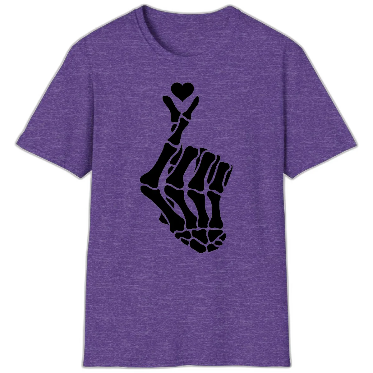 Bony Love Finger Heart Hand Sign T-Shirt in Heather Purple