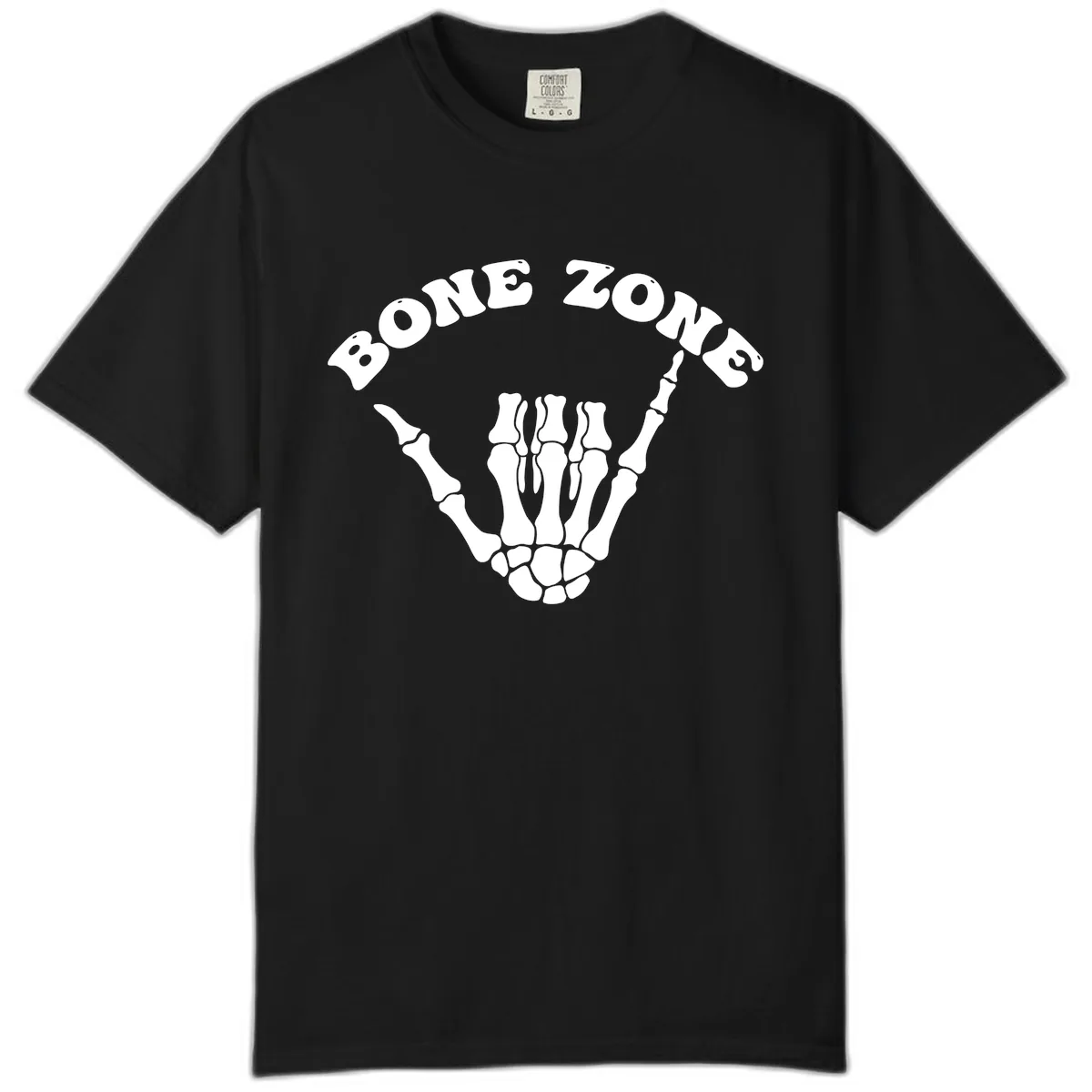 Bone Zone Skeleton Shaka Hand Gesture Comfort Color in Black