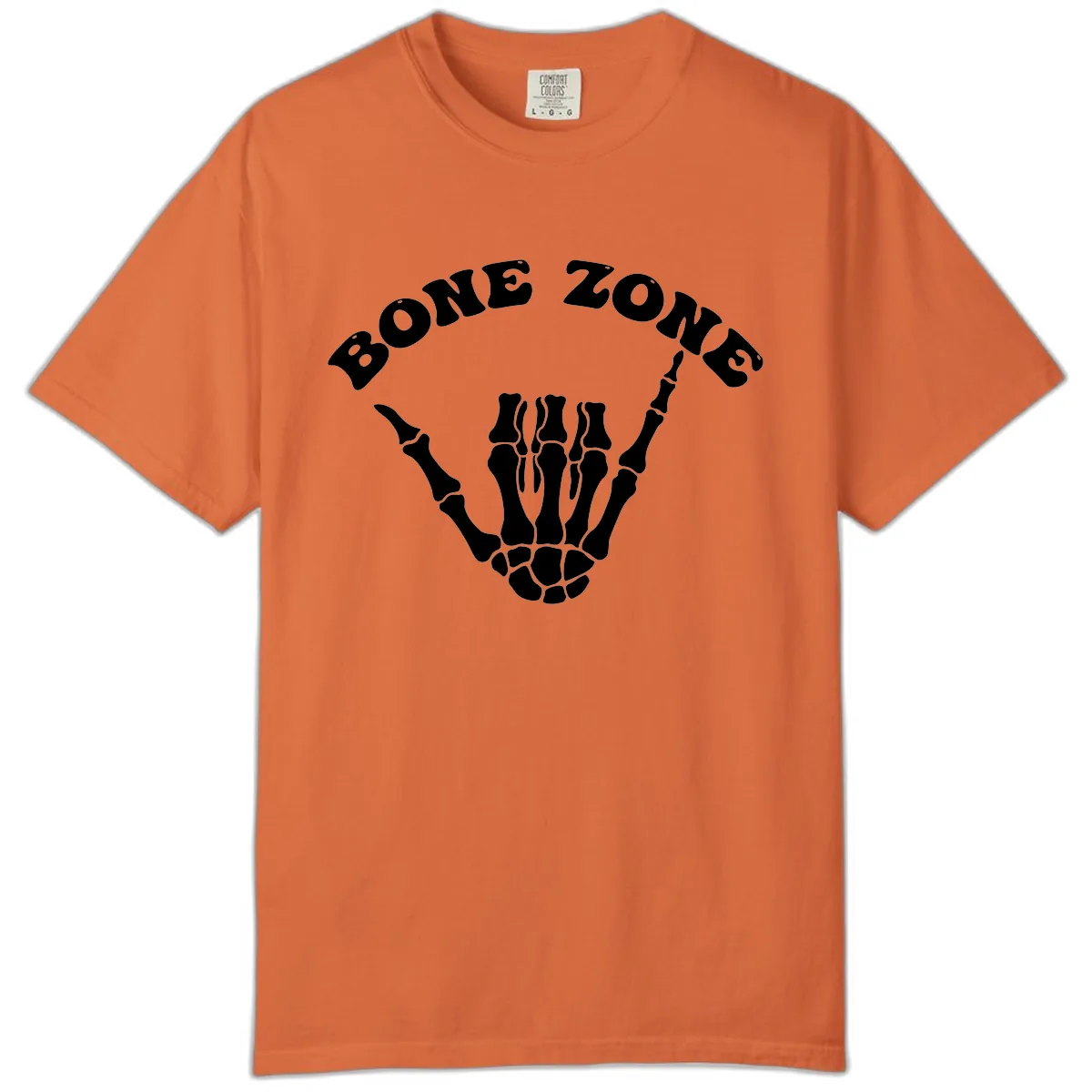 Bone Zone Skeleton Shaka Hand Gesture Comfort Color in Burnt Orange