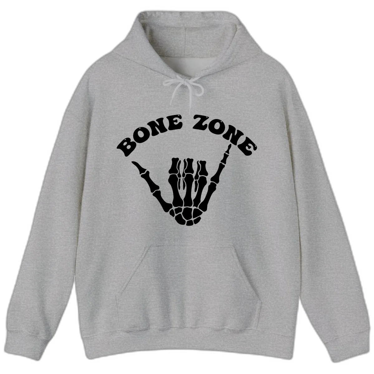 Bone Zone Skeleton Shaka Hand Gesture Hoodie in Sport Grey