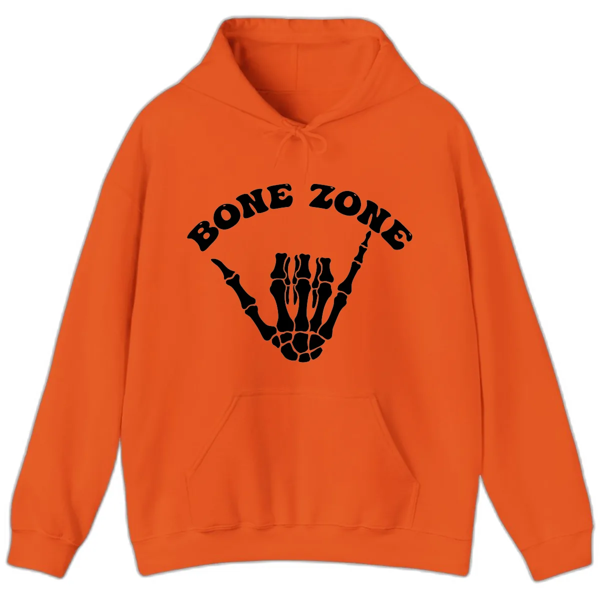 Bone Zone Skeleton Shaka Hand Gesture Hoodie in Orange
