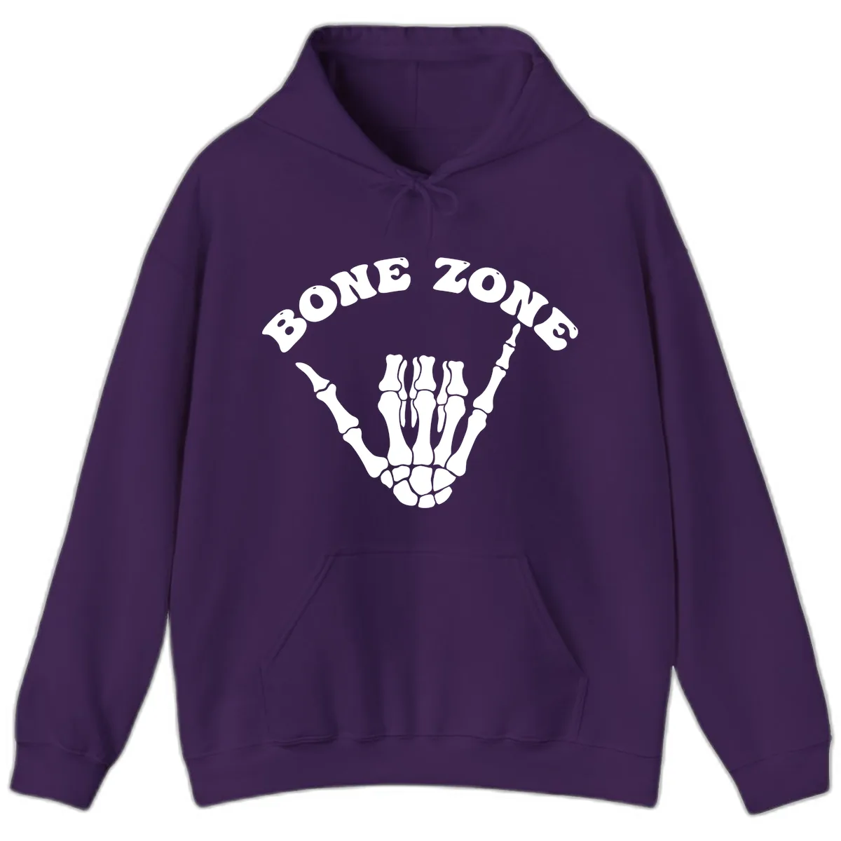 Bone Zone Skeleton Shaka Hand Gesture Hoodie in Purple