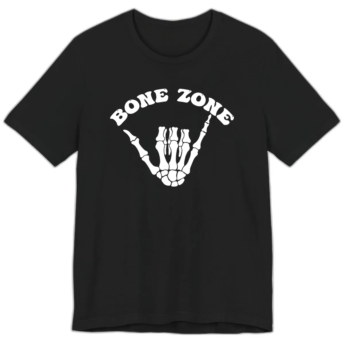 Bone Zone Skeleton Shaka Hand Gesture Premium T-Shirt in Black