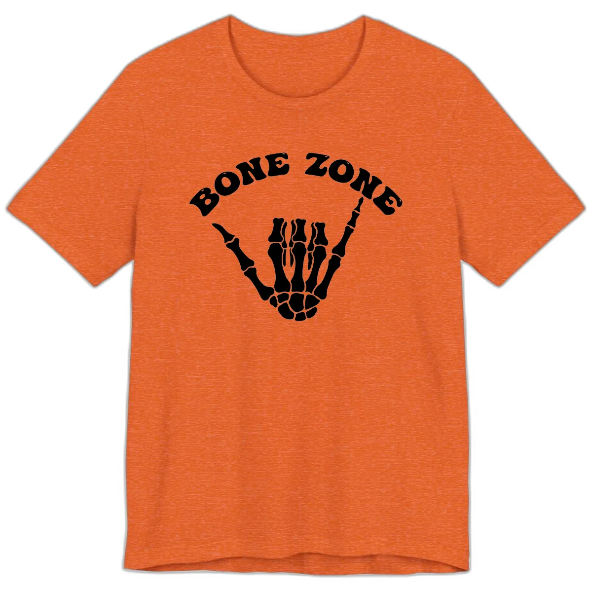 Bone Zone Skeleton Shaka Hand Gesture Premium T-Shirt in Heather Orange