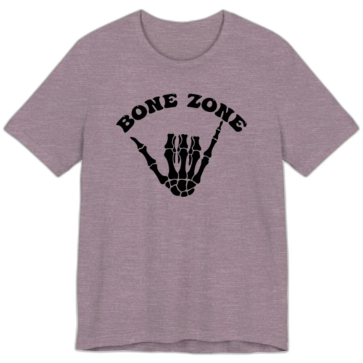 Bone Zone Skeleton Shaka Hand Gesture Premium T-Shirt in Heather Purple