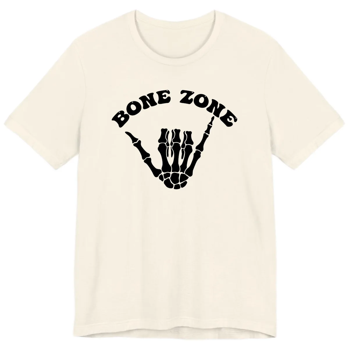 Bone Zone Skeleton Shaka Hand Gesture Premium T-Shirt in Natural