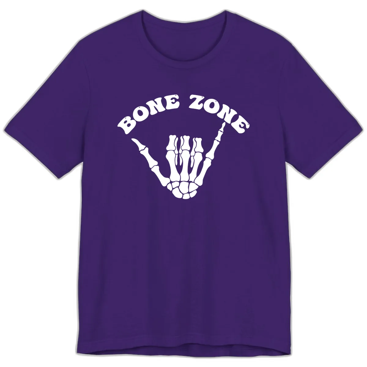 Bone Zone Skeleton Shaka Hand Gesture Premium T-Shirt in Team Purple