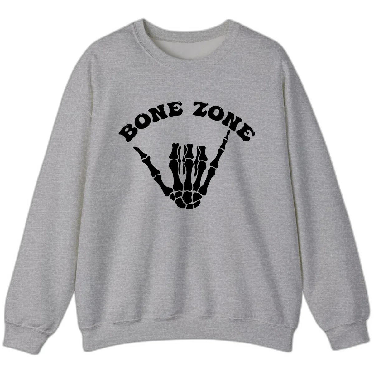 Bone Zone Skeleton Shaka Hand Gesture Sweatshirt in Sport Grey