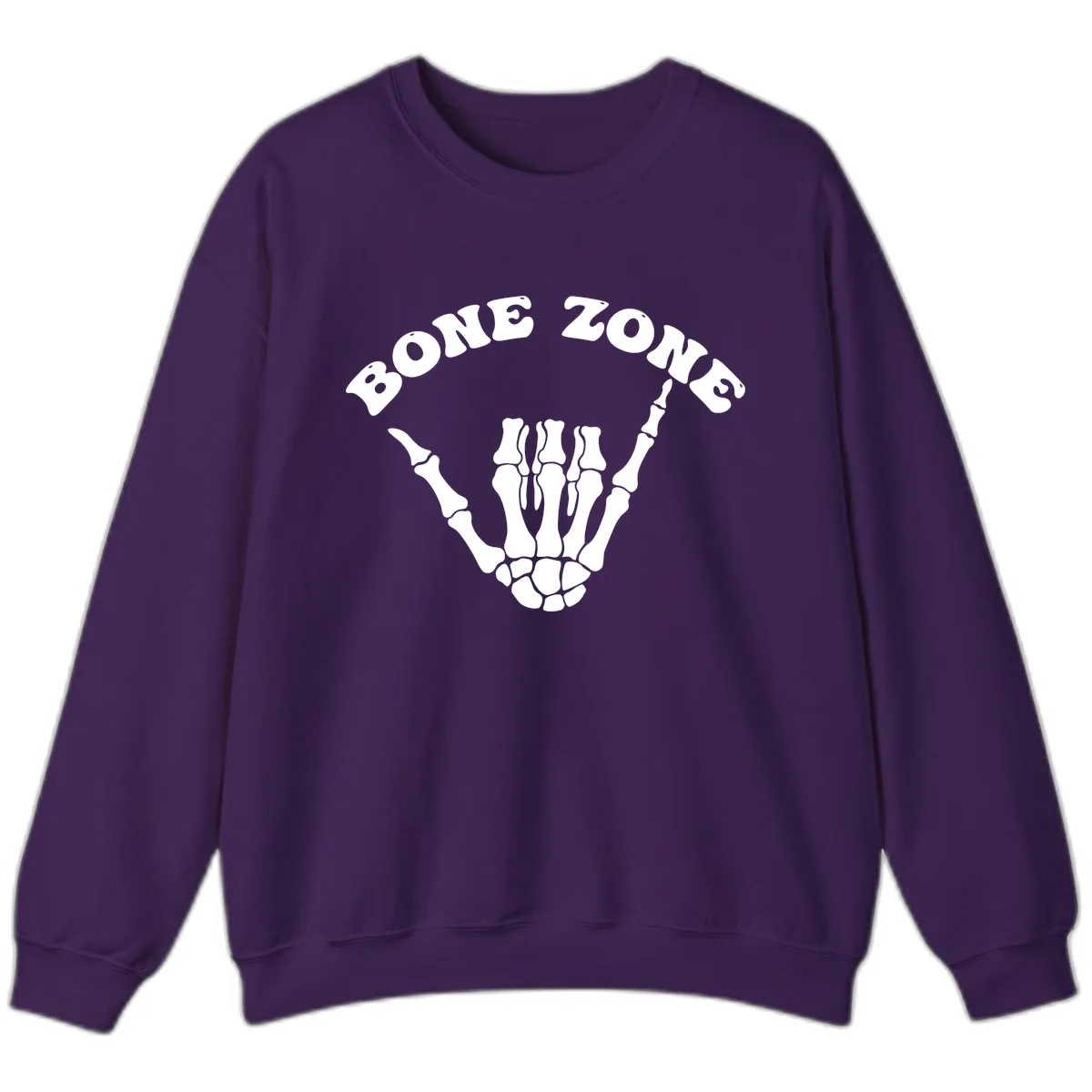 Bone Zone Skeleton Shaka Hand Gesture Sweatshirt in Purple