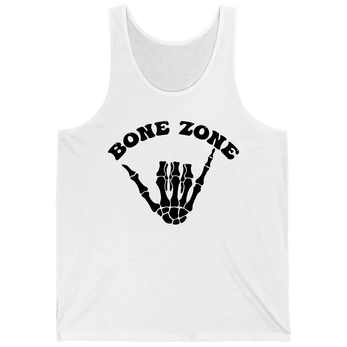 Bone Zone Skeleton Shaka Hand Gesture Tank in White