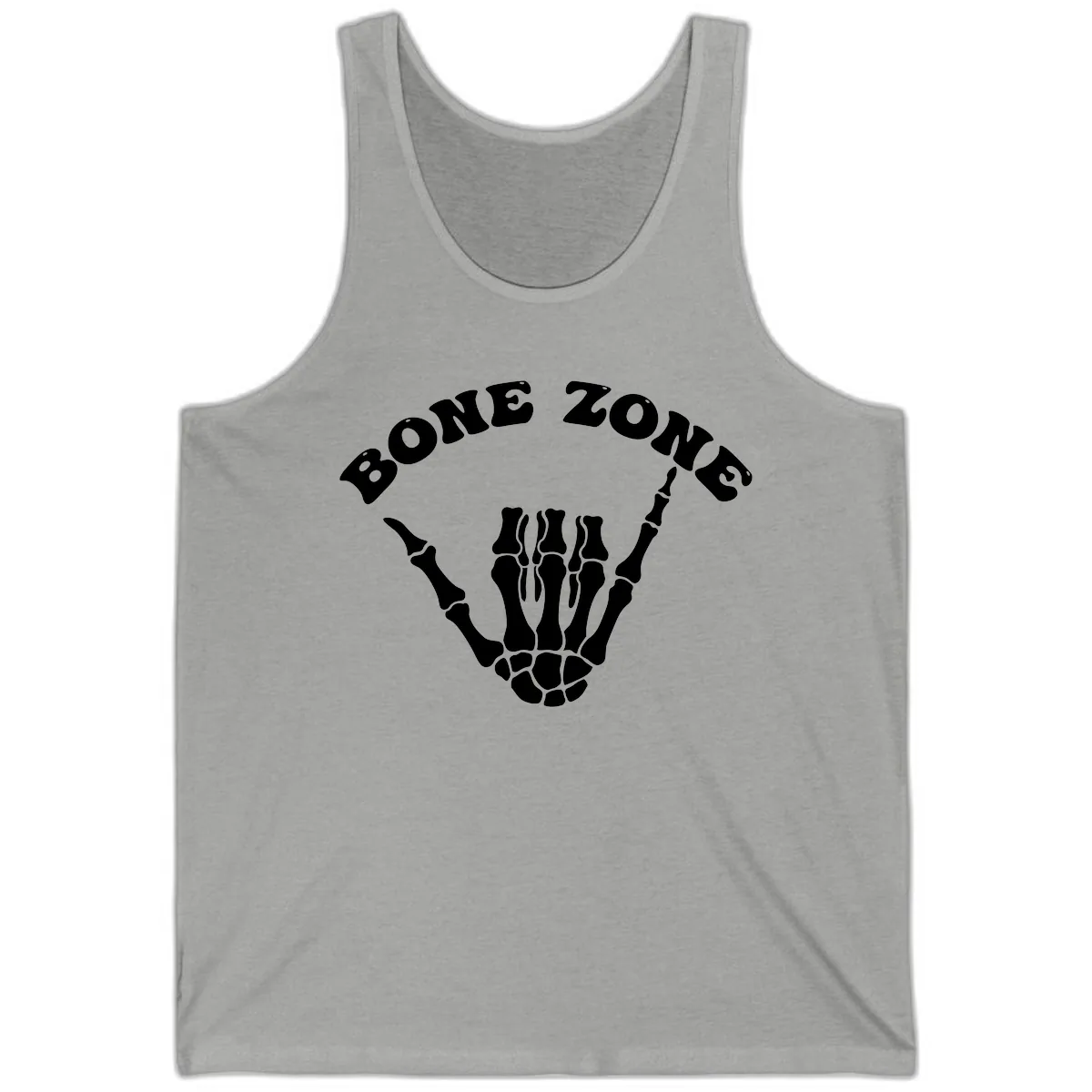 Bone Zone Skeleton Shaka Hand Gesture Tank in Athletic Heather
