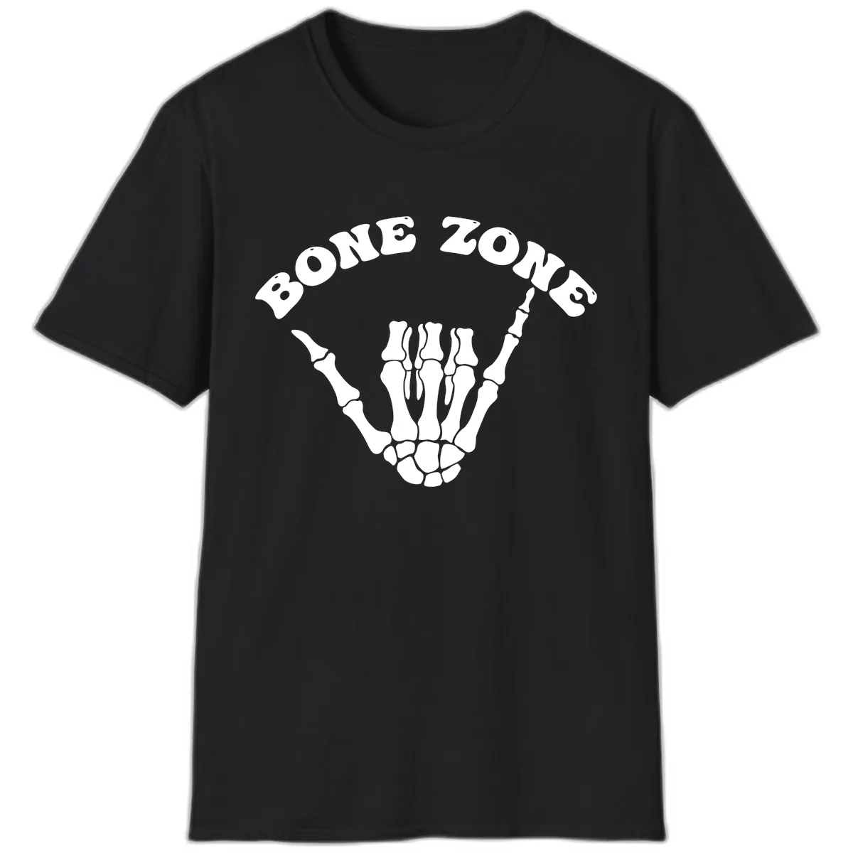 Bone Zone Skeleton Shaka Hand Gesture T-Shirt in Black