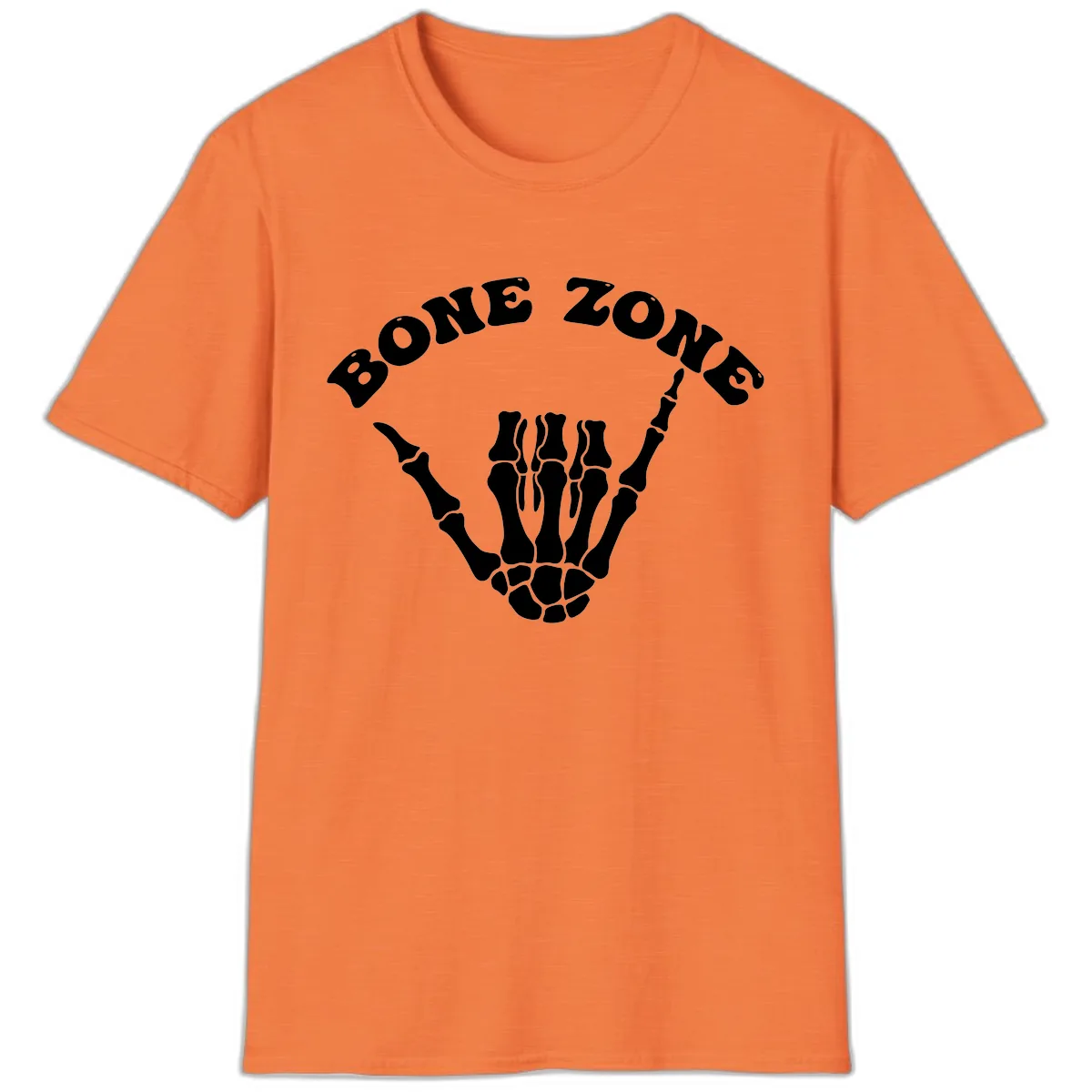 Bone Zone Skeleton Shaka Hand Gesture T-Shirt in Heather Orange