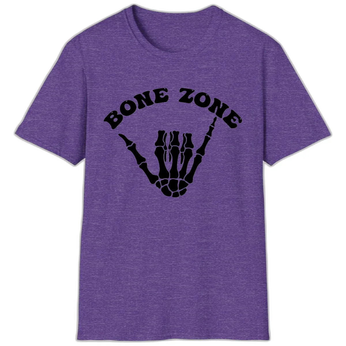 Bone Zone Skeleton Shaka Hand Gesture T-Shirt in Heather Purple
