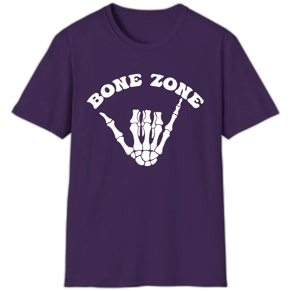 Bone Zone Skeleton Shaka Hand Gesture T-Shirt in Purple