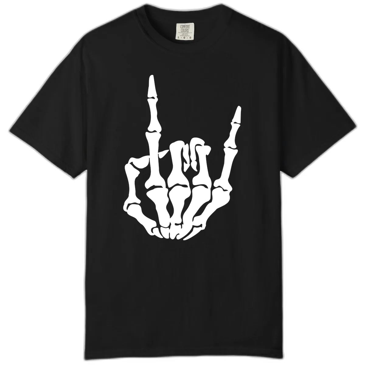 Skeleton Hand Rock On Gesture Comfort Color in Black