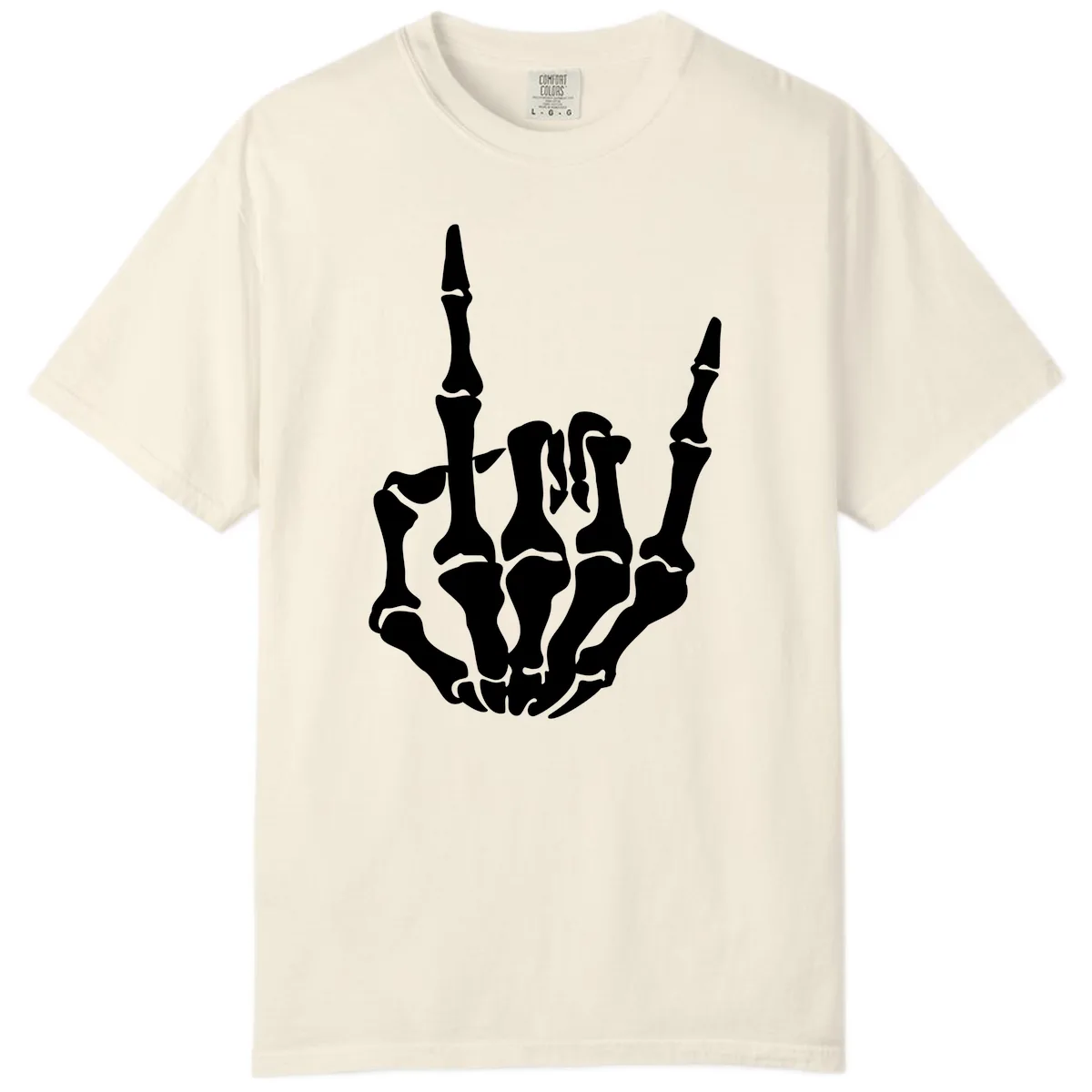 Skeleton Hand Rock On Gesture Comfort Color in Ivory