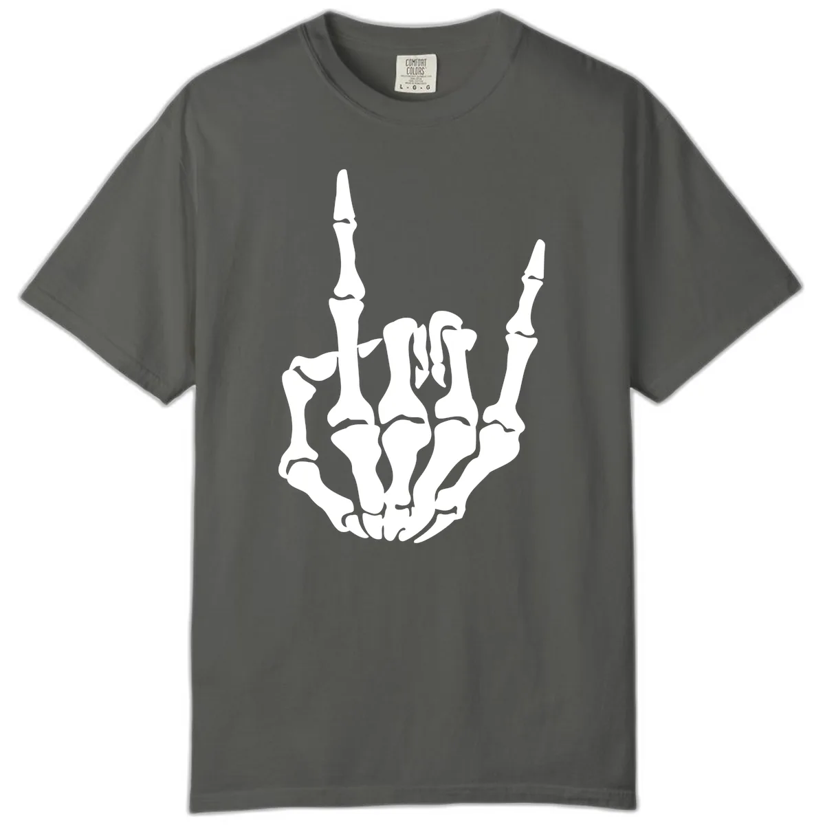 Skeleton Hand Rock On Gesture Comfort Color in Pepper