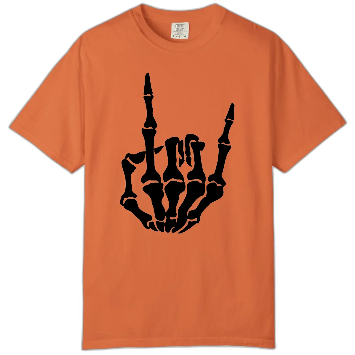 Skeleton Hand Rock On Gesture Comfort Color in Burnt Orange