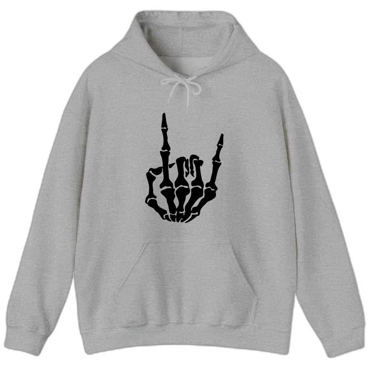 Skeleton Hand Rock On Gesture Hoodie in Sport Grey