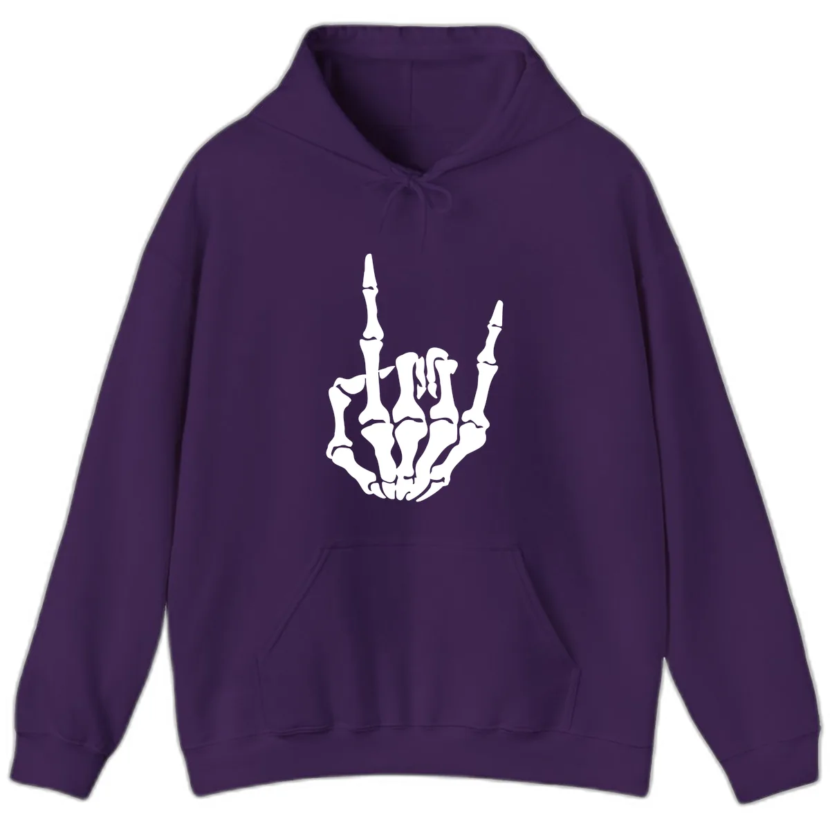 Skeleton Hand Rock On Gesture Hoodie in Purple