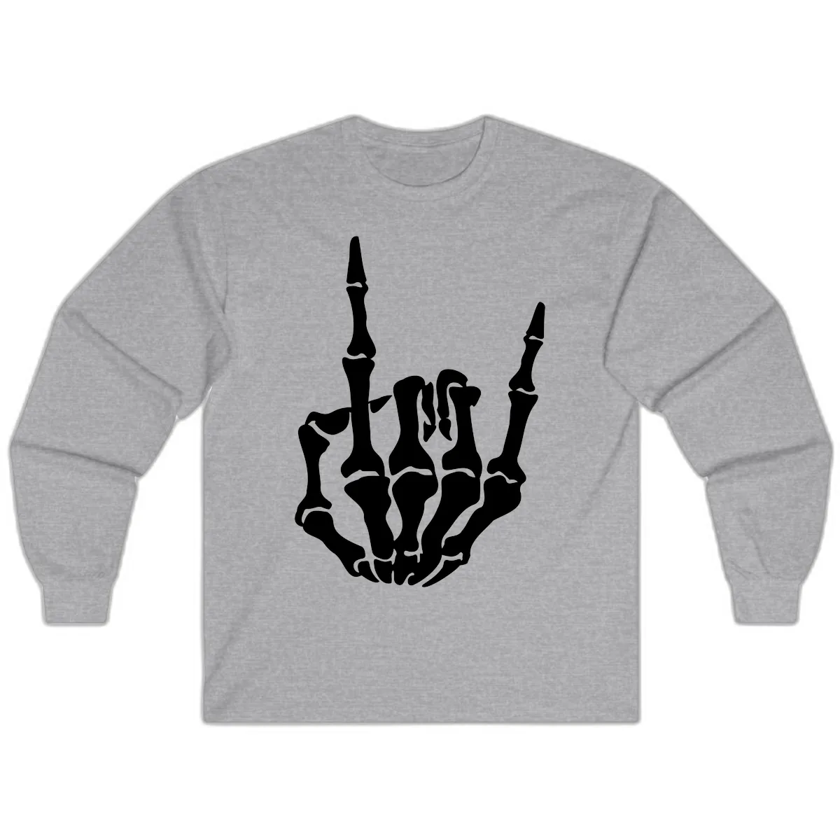 Skeleton Hand Rock On Gesture Long Sleeve in Sport Grey