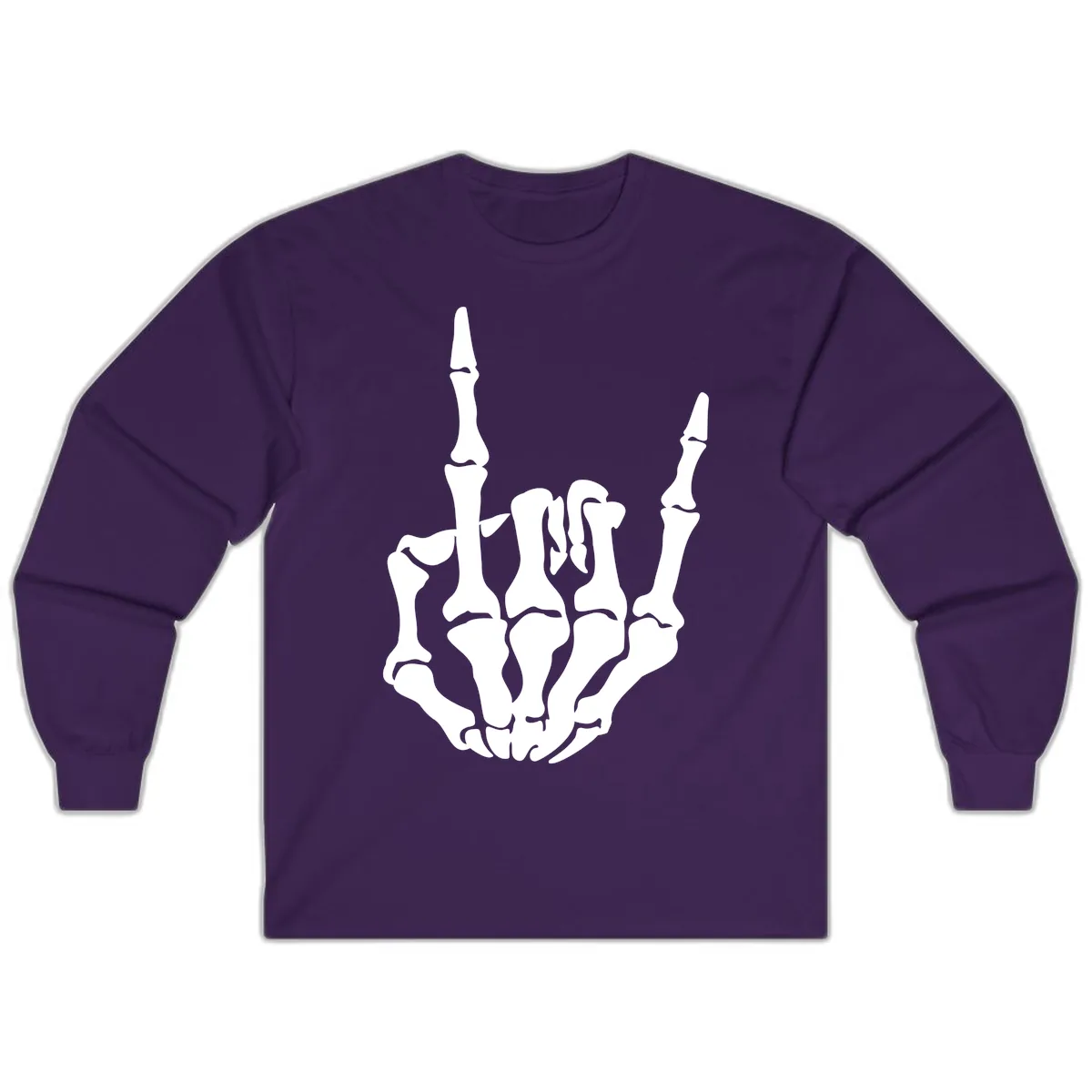 Skeleton Hand Rock On Gesture Long Sleeve in Purple