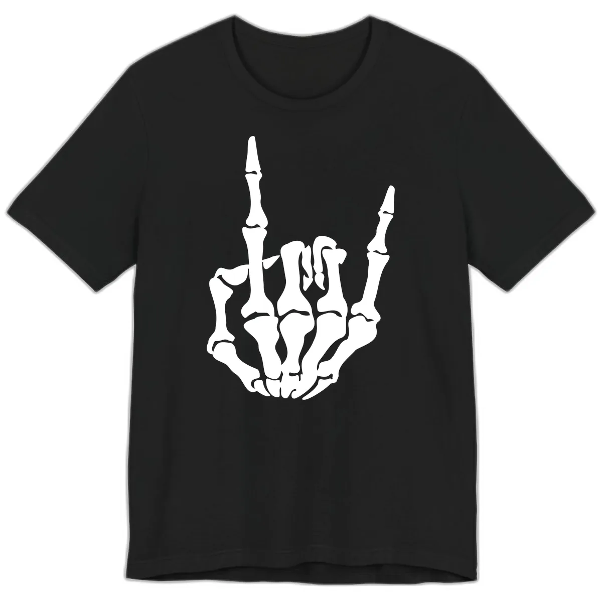 Skeleton Hand Rock On Gesture Premium T-Shirt in Black