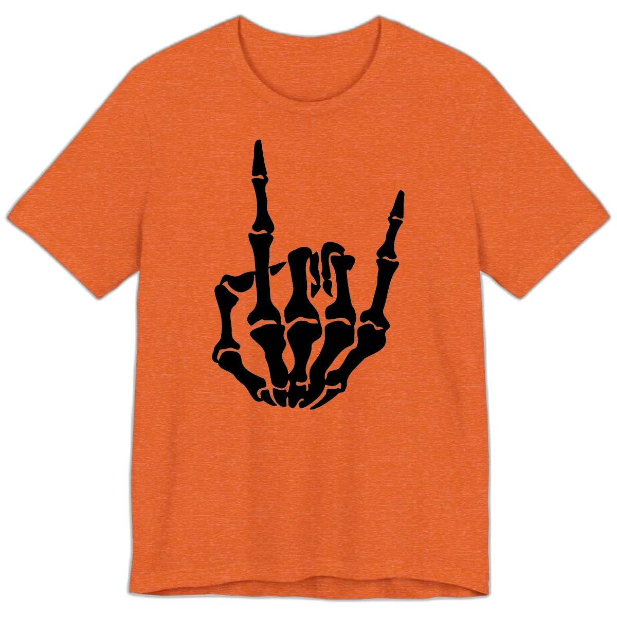Skeleton Hand Rock On Gesture Premium T-Shirt in Heather Orange
