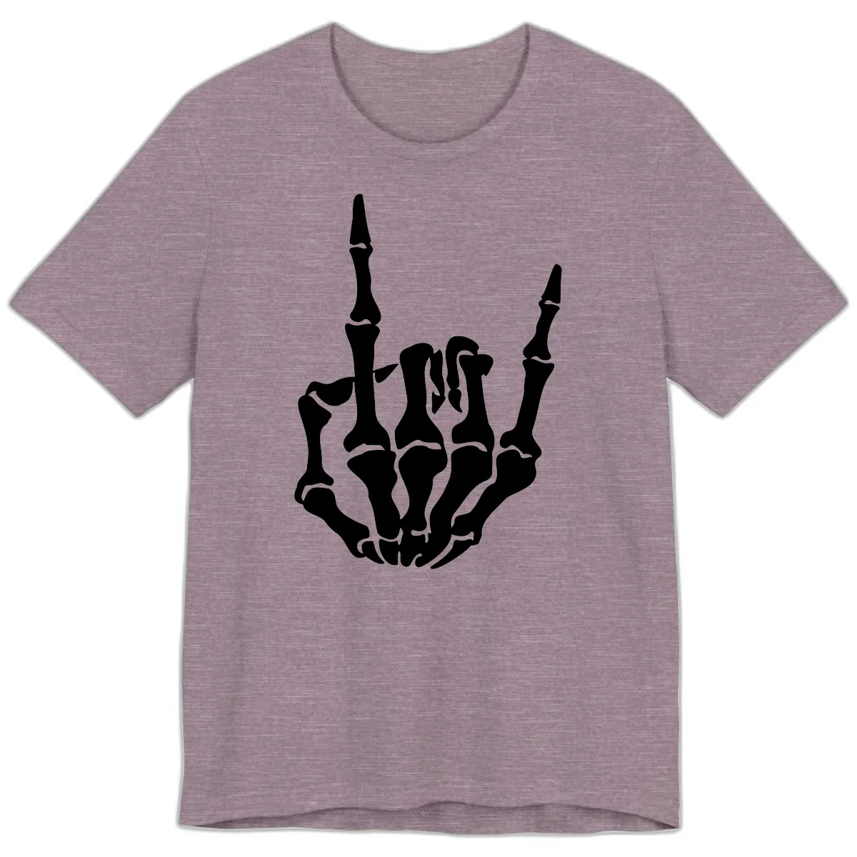 Skeleton Hand Rock On Gesture Premium T-Shirt in Heather Purple