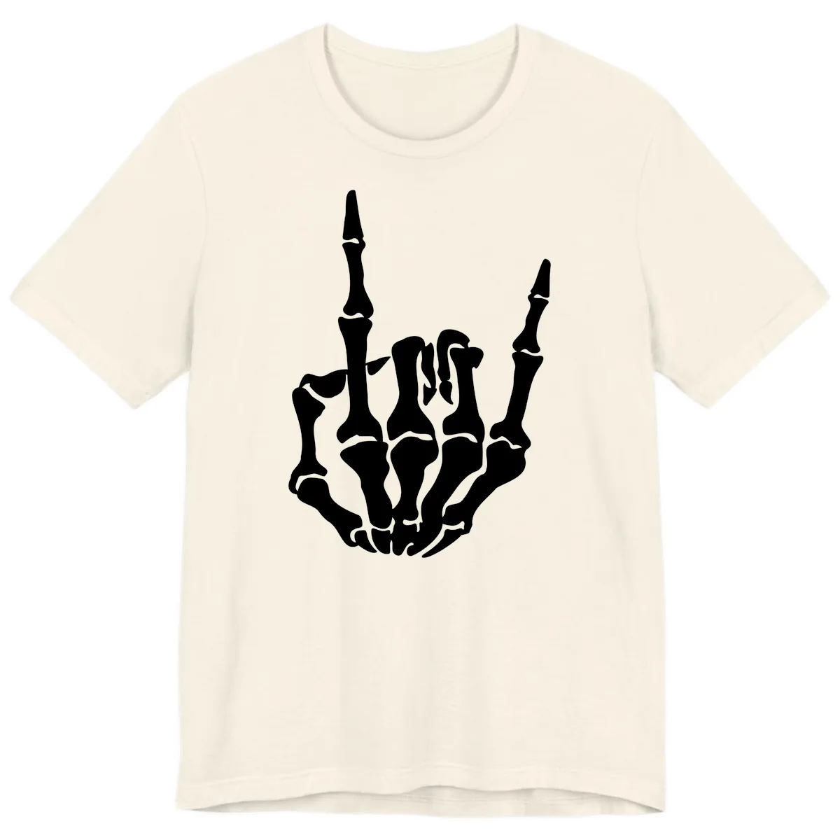 Skeleton Hand Rock On Gesture Premium T-Shirt in Natural