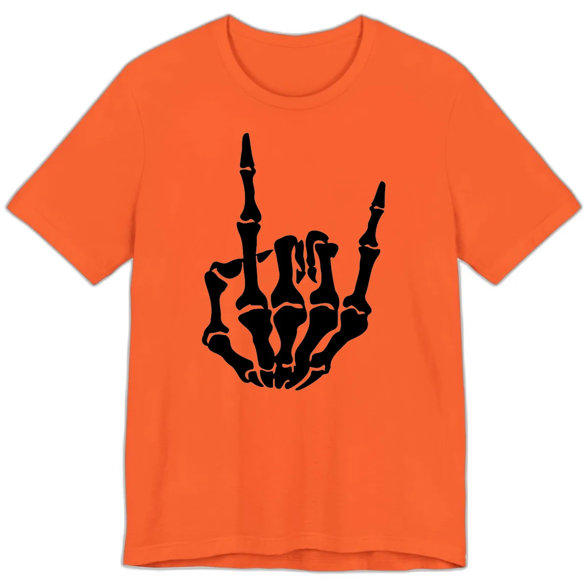 Skeleton Hand Rock On Gesture Premium T-Shirt in Orange