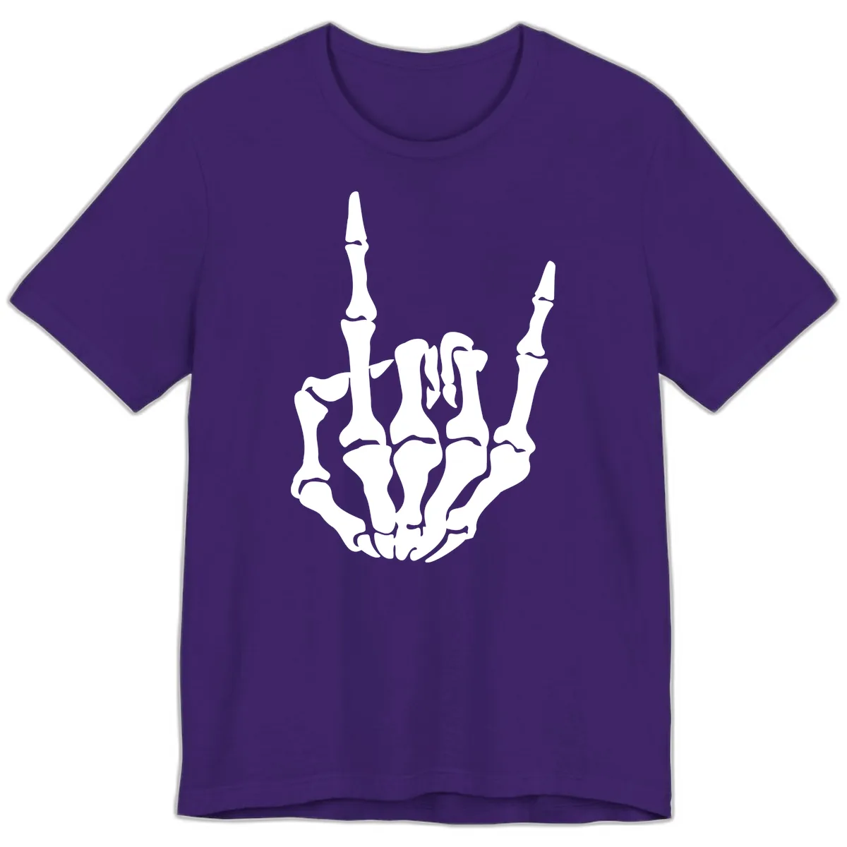 Skeleton Hand Rock On Gesture Premium T-Shirt in Team Purple