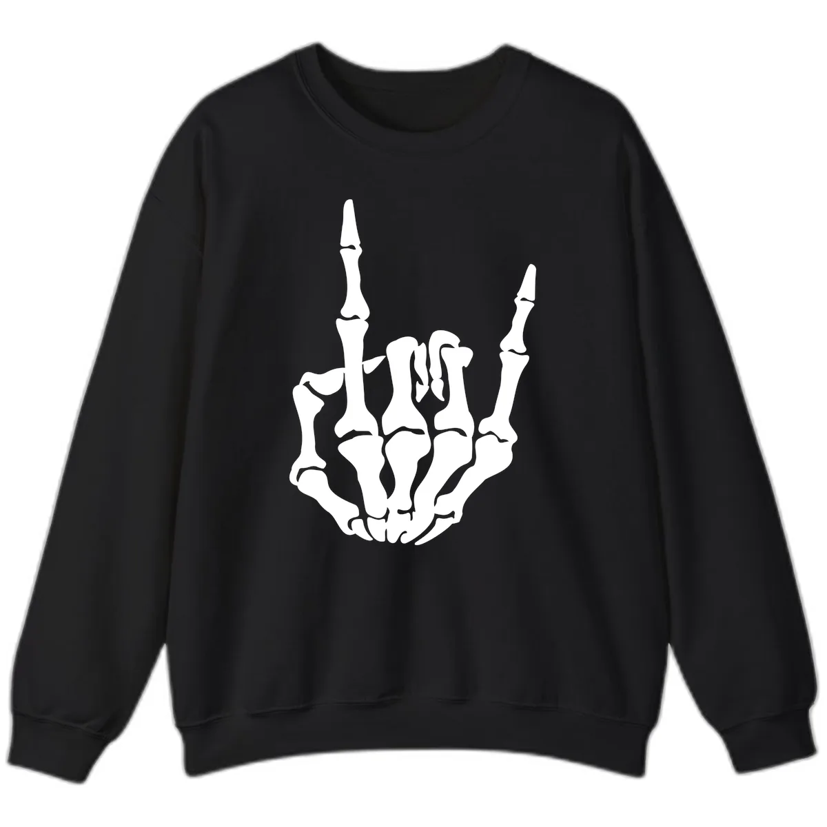 Skeleton Hand Rock On Gesture Sweatshirt in Black