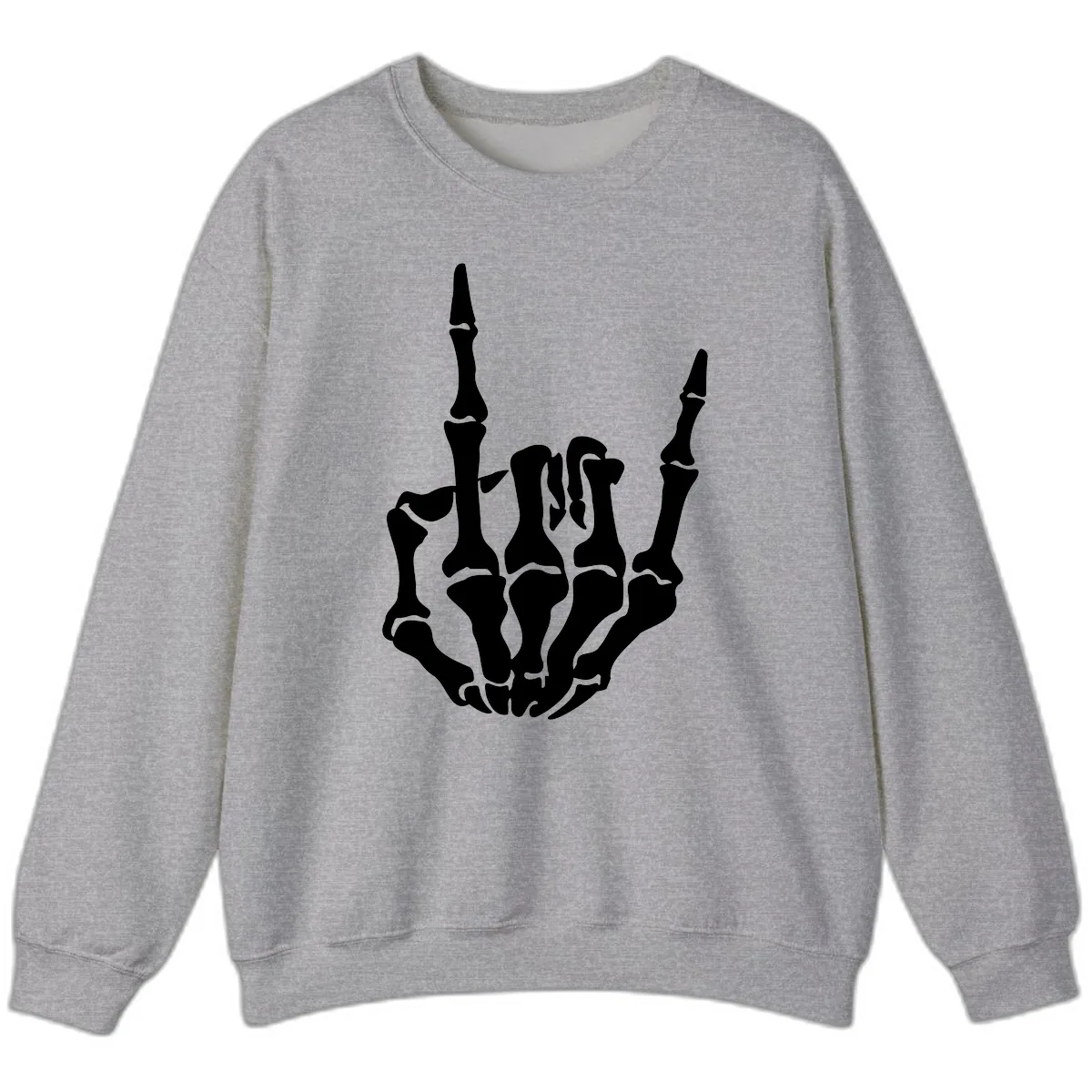 Skeleton Hand Rock On Gesture Sweatshirt in Sport Grey