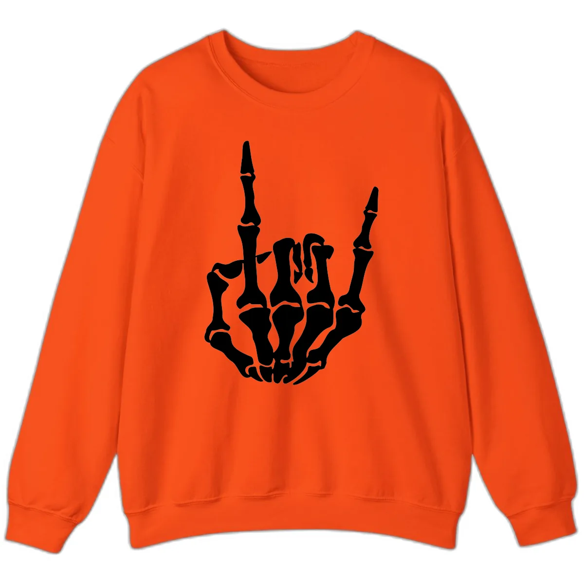 Skeleton Hand Rock On Gesture Sweatshirt in Orange